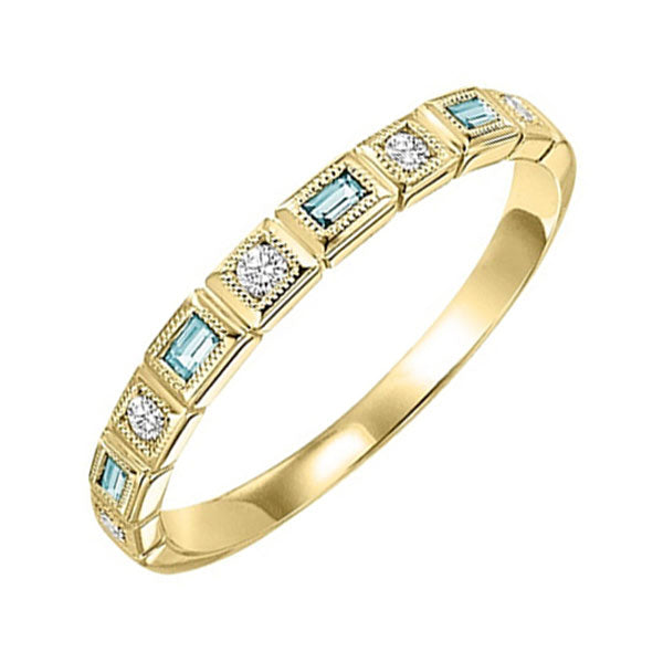 14k yellow gold stackable bezel aquamarine band