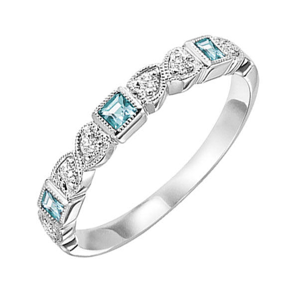 14k white gold stackable bezel aquamarine band (1/12 ct. tw.)