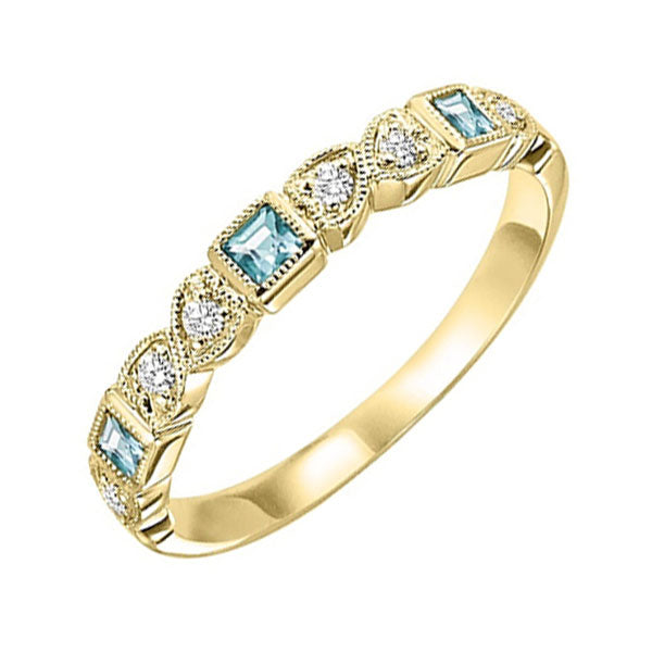 14k yellow gold stackable bezel aquamarine band (1/12 ct. tw.)