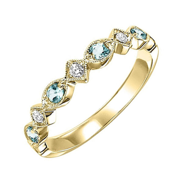 14k yellow gold stackable prong aquamarine band (1/20 ct. tw.)