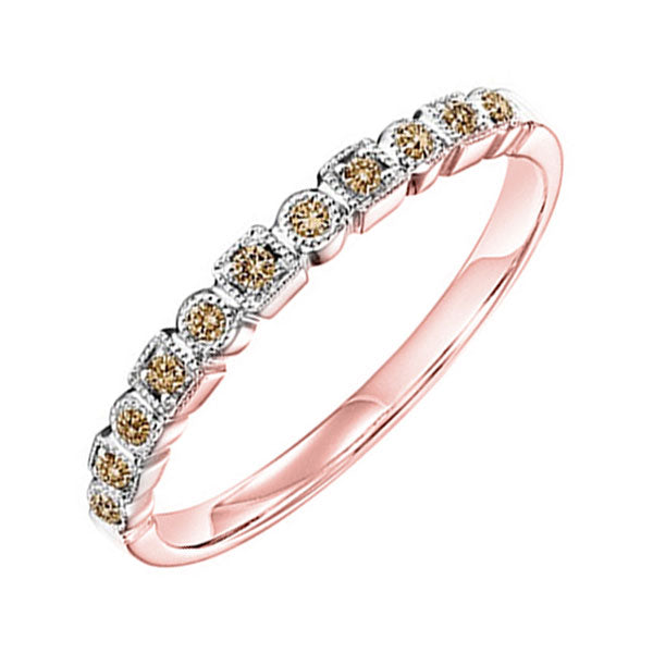 14k rose gold stackable prong colored diamond band