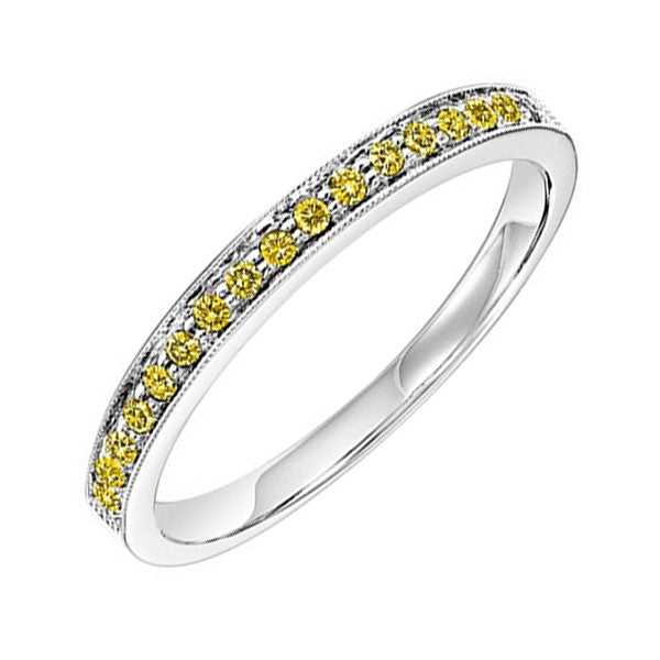 14k white gold stackable prong colored diamond band