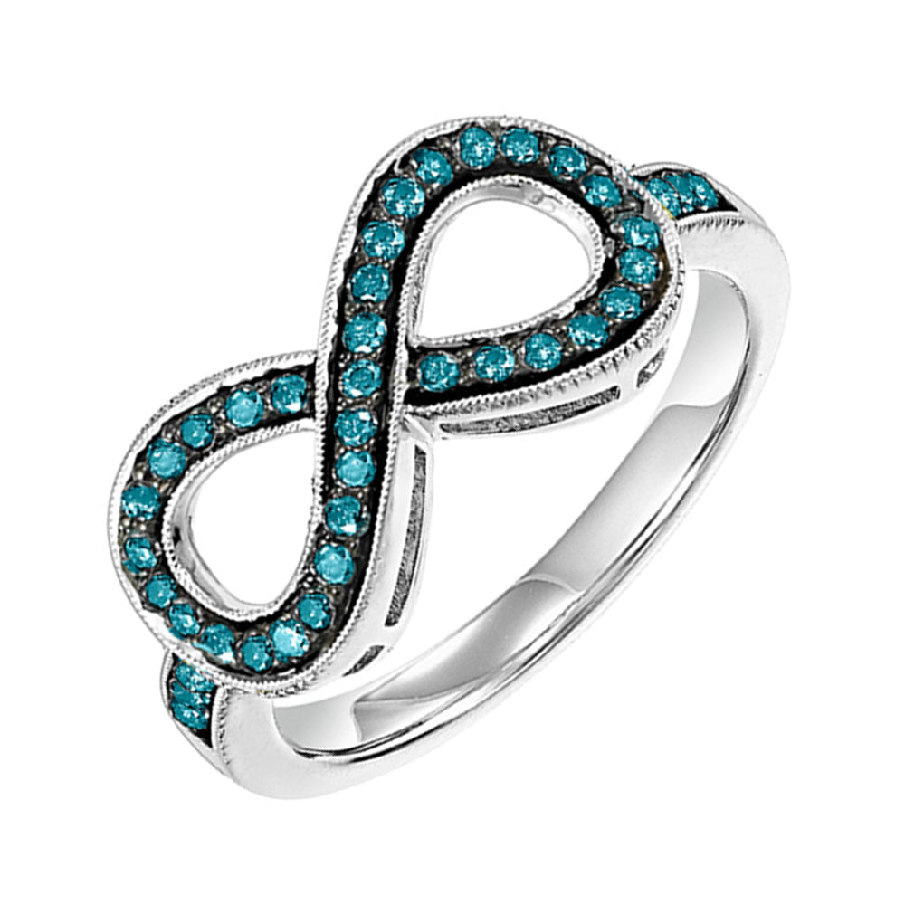 fancy blue diamond infinity ring in sterling silver (1/4ctw)