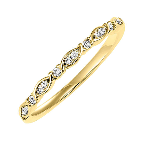 14k yellow gold stackable prong diamond band (1/10 ct. tw.)