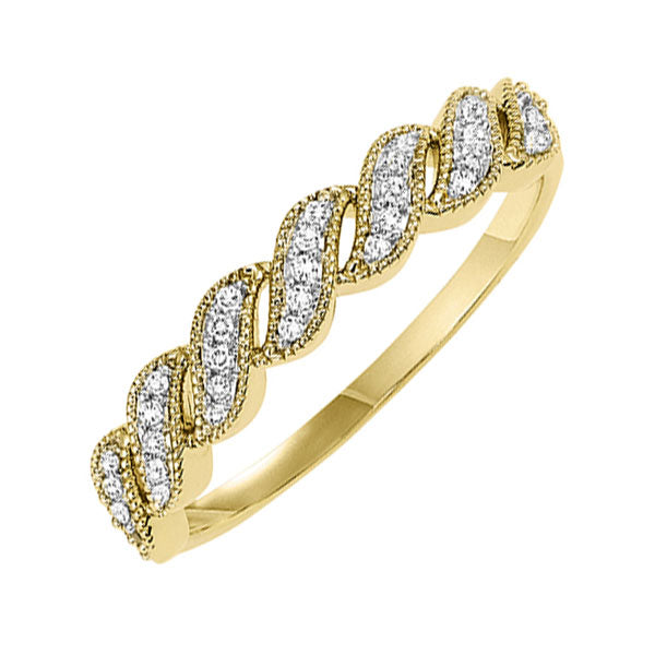 14k yellow gold stackable prong diamond band (1/10 ct. tw.)