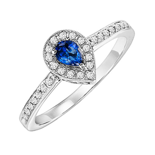 14k white gold halo prong sapphire ring (1/6 ct. tw.)