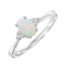 10k white gold prong opal ring (1/25 ct. tw.)