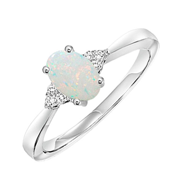 10k white gold prong opal ring (1/25 ct. tw.)