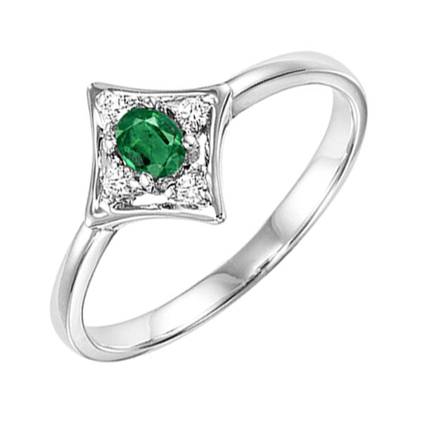 14k white gold prong emerald ring (1/20 ct. tw.)