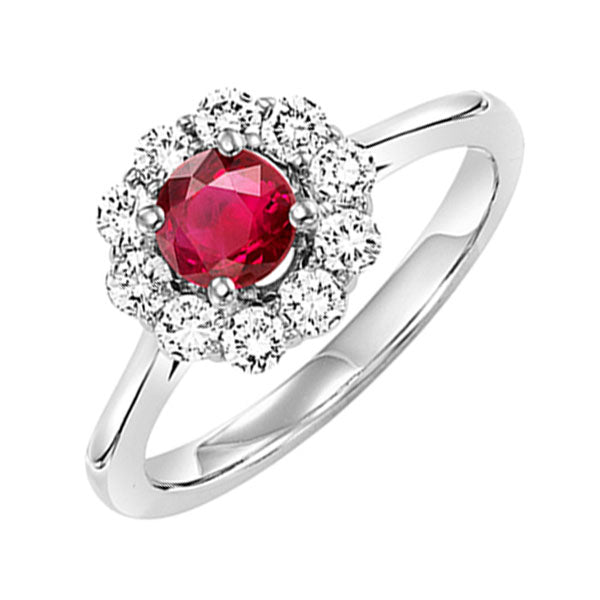 14k white gold halo prong ruby ring (1/2 ct. tw.)