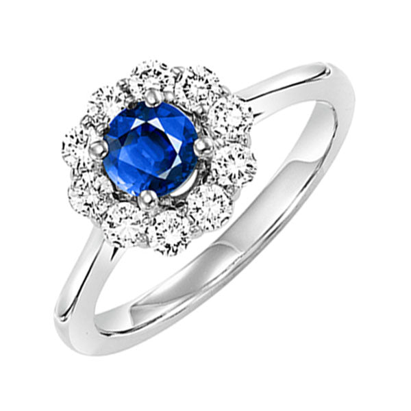 14k white gold halo prong sapphire ring (1/2 ct. tw.)