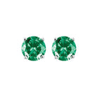 fancy forest green diamond solitaire stud earrings in white gold (1 ctw)