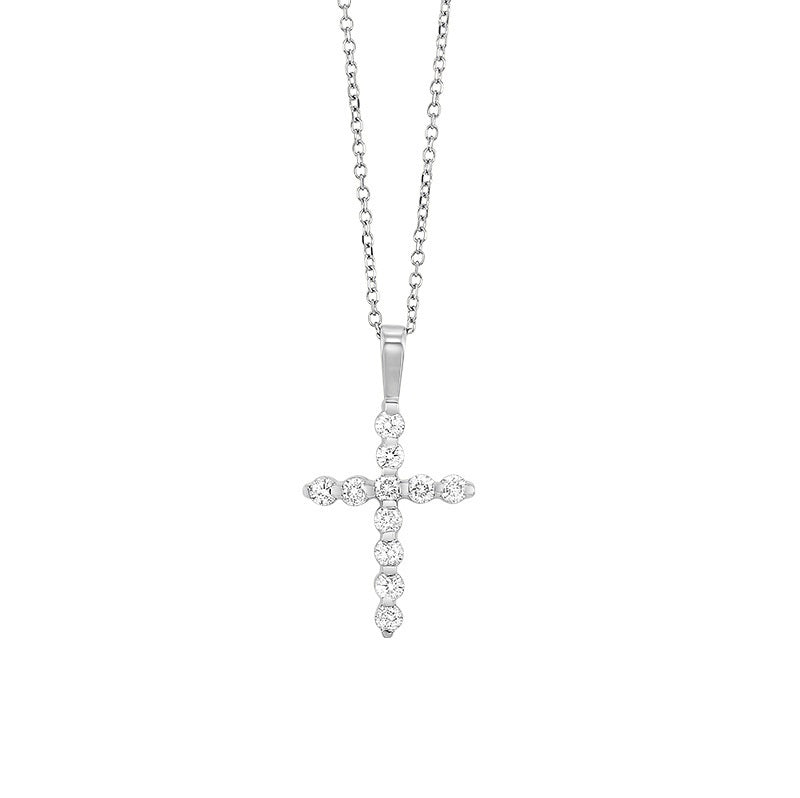 diamond classic cross pendant in 14k white gold (1/10ctw)