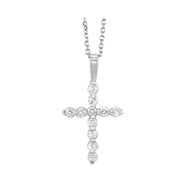 diamond classic cross pendant in 14k white gold (1/10ctw)