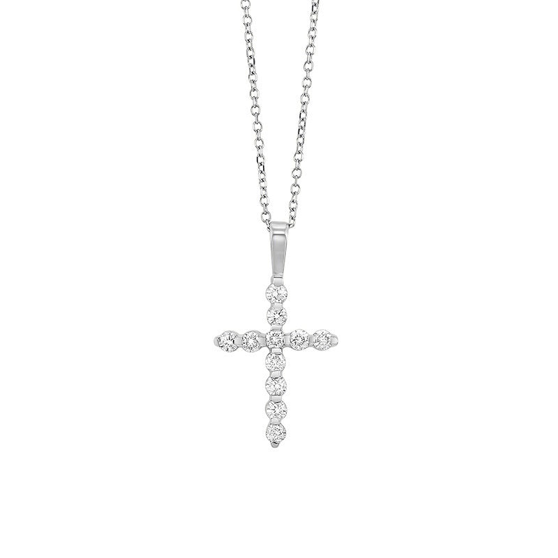 diamond classic cross pendant in 14k white gold (1/5ctw)