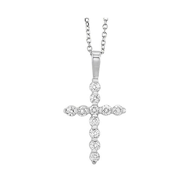 diamond classic cross pendant in 14k white gold (1/5ctw)