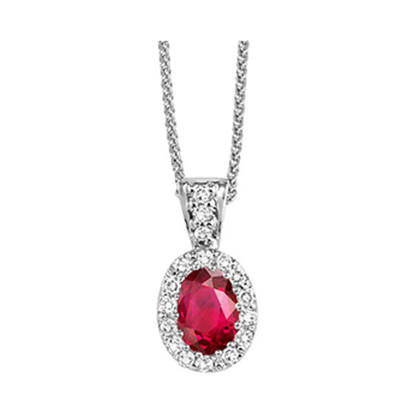 14k white gold color ensembles halo prong ruby pendant 1/10ct