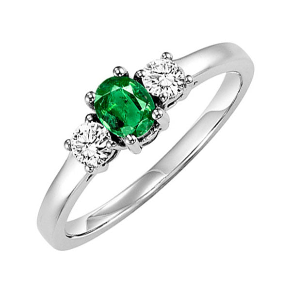 14k white gold prong emerald ring (1/4 ct. tw.)