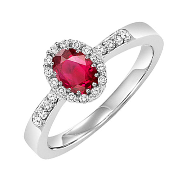 14k white gold halo prong ruby ring (1/8 ct. tw.)