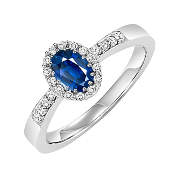 14k white gold halo prong sapphire ring (1/8 ct. tw.)