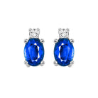 oval sapphire & diamond earrings in 14k white gold (1/14 ct. tw.)