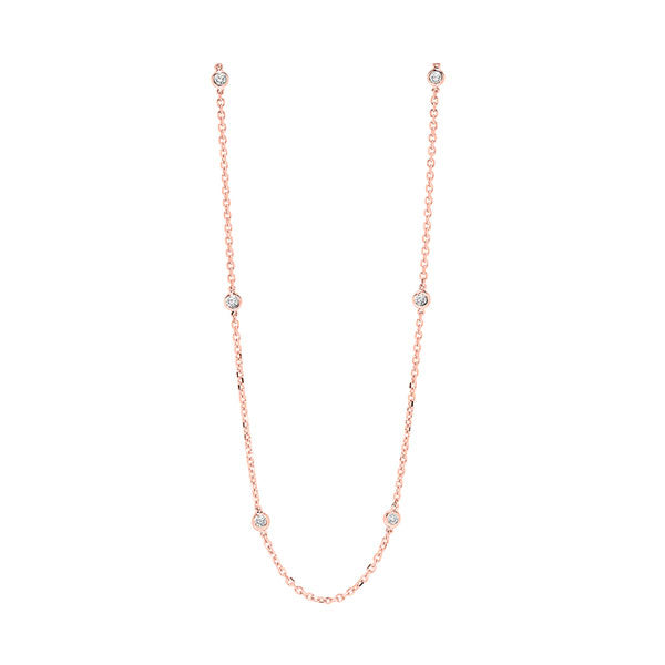 diamond station necklace in 14k rose gold (1/4 ctw)