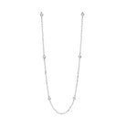 diamond station necklace in 14k white gold, adjustable (1/4ctw)