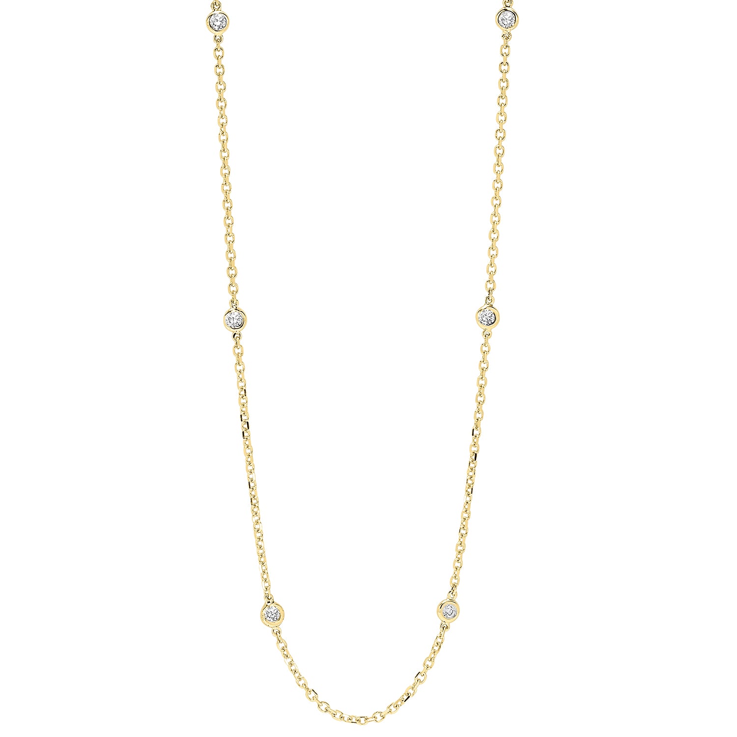 diamond station necklace in 14k yellow gold (1/4 ctw)