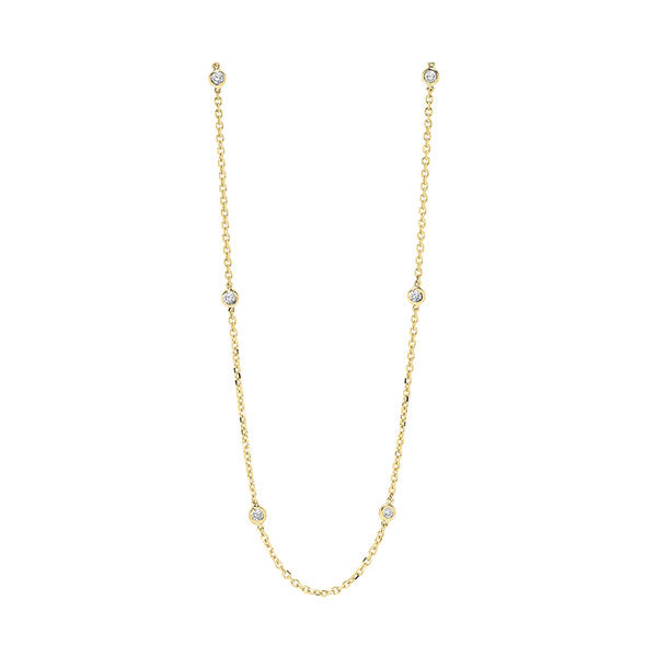 diamond station necklace in 14k yellow gold (1/4 ctw)