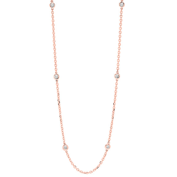 diamond station necklace in 14k rose gold (1/2 ctw)