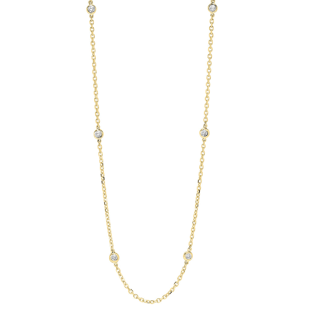 diamond station necklace in 14k yellow gold (1/2 ctw)