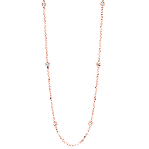 diamond station necklace in 14k rose gold (1 ctw)