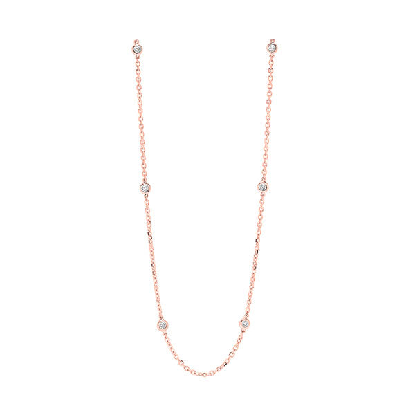 diamond station necklace in 14k rose gold (1 ctw)