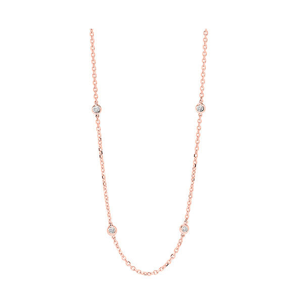 diamond station necklace in 14k rose gold (1 1/2 ctw)