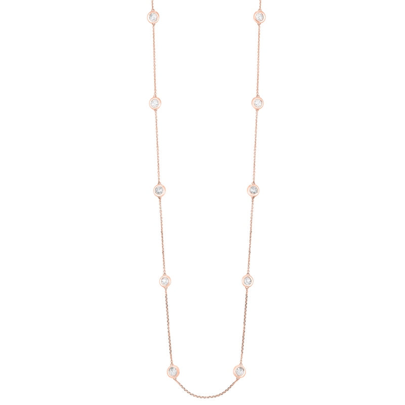 diamond station necklace in 14k rose gold (2 ctw)