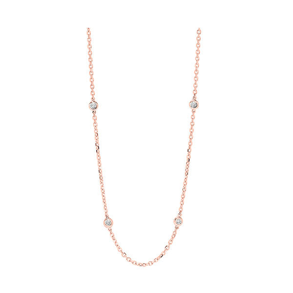 diamond station necklace in 14k rose gold (2 ctw)