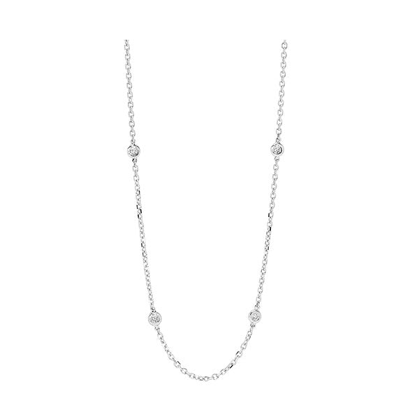 diamond station necklace in 14k white gold (2 ctw)