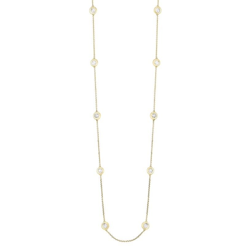 diamond station necklace in 14k yellow gold (2 ctw)