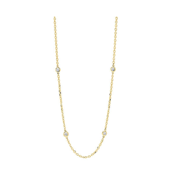 diamond station necklace in 14k yellow gold (2 ctw)