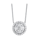 diamond starburst eternity circle cluster pendant necklace in 14k white gold (1/4 ctw)