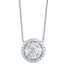 diamond starburst eternity circle cluster pendant necklace in 14k white gold (1/3 ctw)