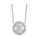 diamond starburst eternity circle cluster pendant necklace in 14k white gold (1/3 ctw)