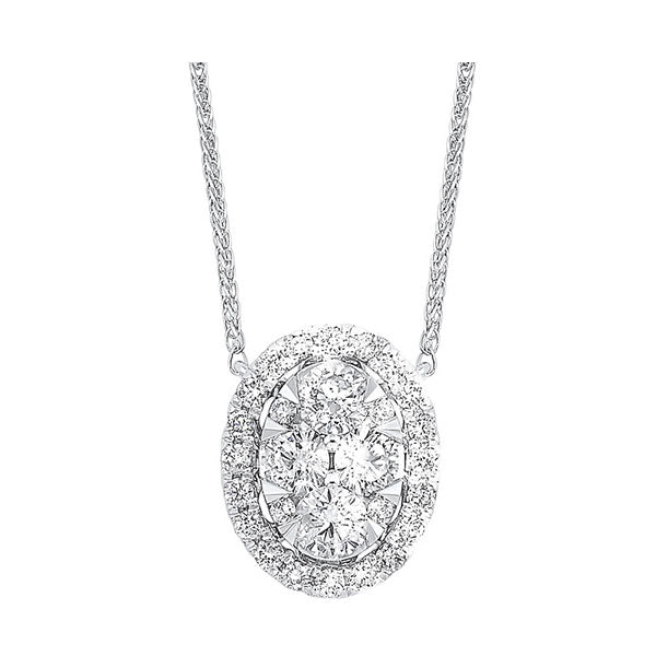 diamond starburst eternity oval cluster pendant necklace in 14k white gold (1/3 ctw)