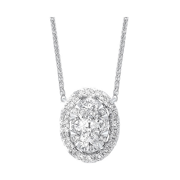 diamond starburst eternity oval cluster pendant necklace in 14k white gold (1/2 ctw)