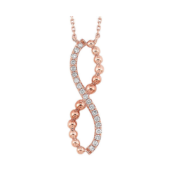 diamond infinity bead-ball pendant necklace in 14k rose gold (1/10 ctw)