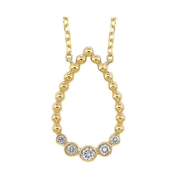 diamond teardrop bead-ball pendant necklace in 14k yellow gold (1/8 ctw)