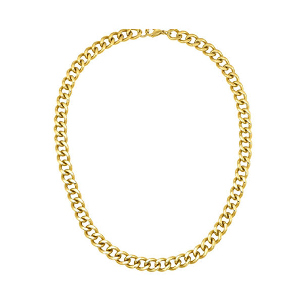 classic curb link chain necklace in yellow stainless steel, 24"