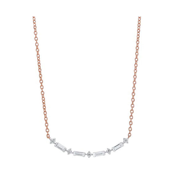 diamond curved bar link necklace in gold (1/4 carat)