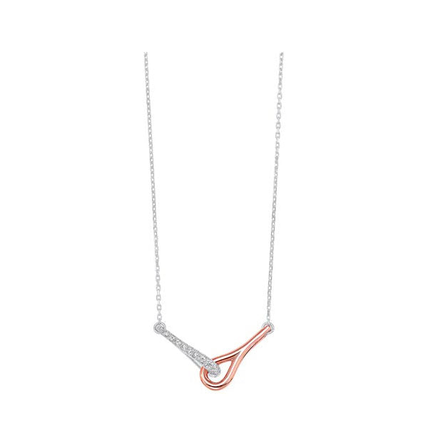 interlocking bar diamond pendant in 14k white gold & rose sterling silver (1/4 ct. tw.)