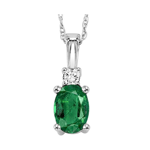 14k white gold color ensembles prong emerald necklace 1/25ct